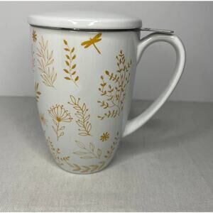 Tea Cup Immaculife Tea Infuser with Lid Teaware Filter 16OZ Platinum Dragonfly